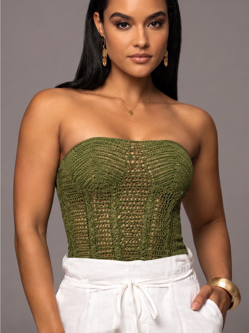 Jluxlabel Olive Want It All Crochet Bustier (L)